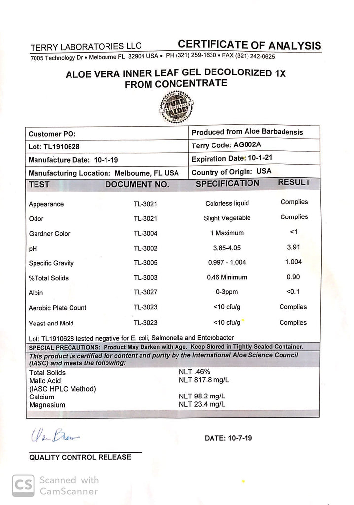 Pure Aloe Vera Gel Decolourised (AG002) Bulk Supply - Bulk order available for hand sanitiser