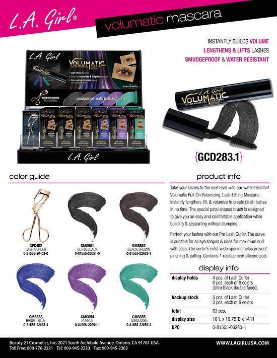 La Girl Makeup LA Girl Volumatic Mascara - Black Brown