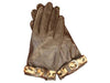 NZ Made Fashion Accessories Leopard Thin Belted Gloves 100% Leather (Medium) - Brown