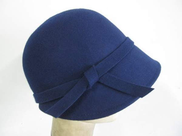 Vintage Felt Cloche One Size Navy