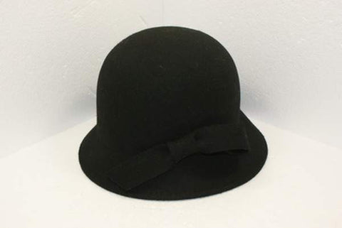 Stylish Bow Wool Bucket (One Size) - Black